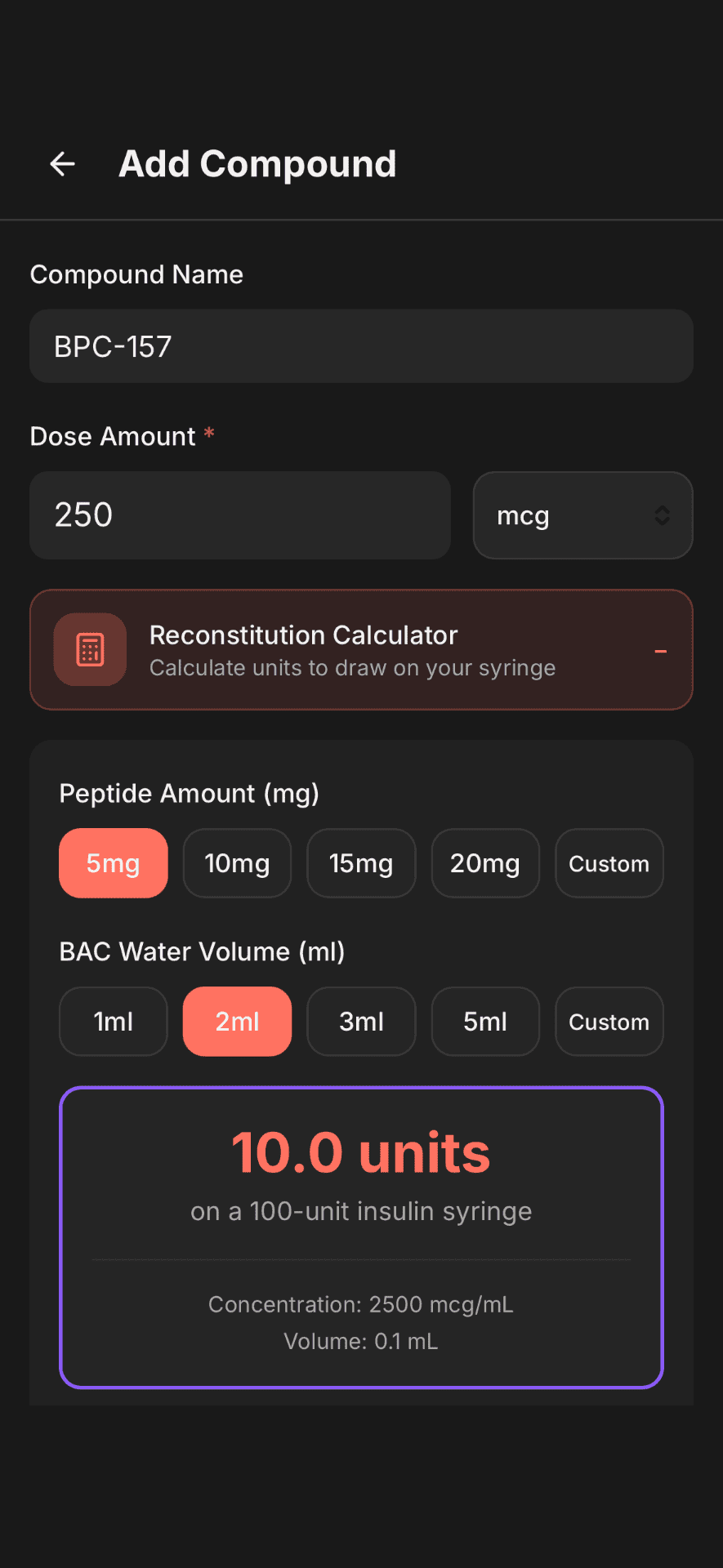 Regimen app Dose with precision